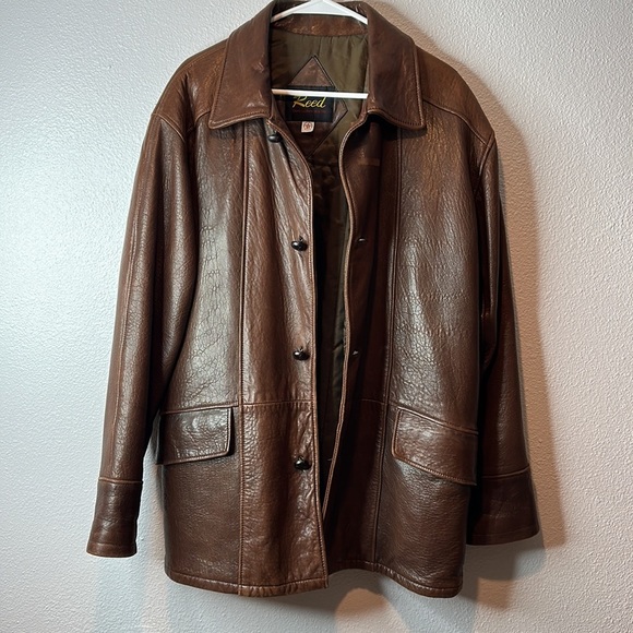 VINTAGE Reed Sportswear Men's Brown Leather jacket - Picture 3 of 11